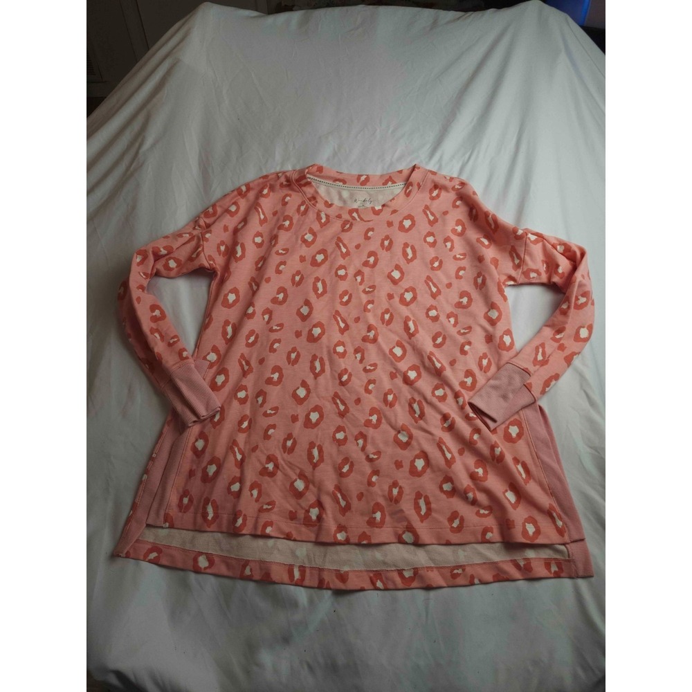 Wonderly Studio Sweater Womens M Pink Leopard Print Spring Coastal Grandmacore